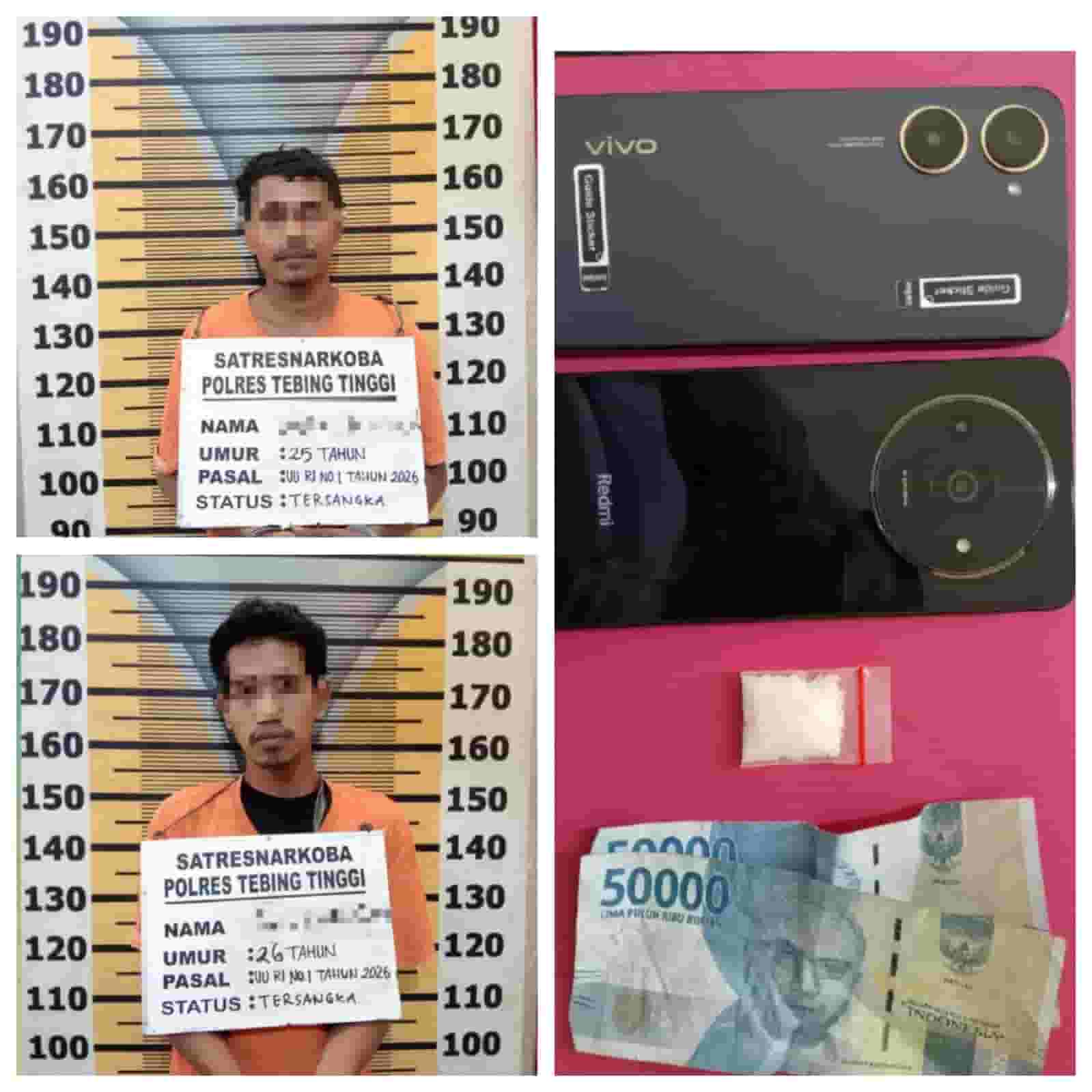 Dua Warga Asal Simalungun Diringkus Sat Resnarkoba Polres Tebing Tinggi dalam Kasus Peredaran Sabu