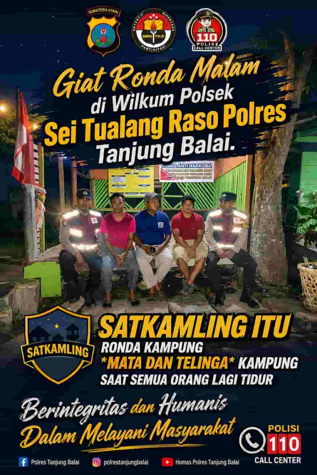 Ciptakan Rasa Aman, Polsek Sei Tualang Raso Aktifkan Ronda Malam Bersama Warga