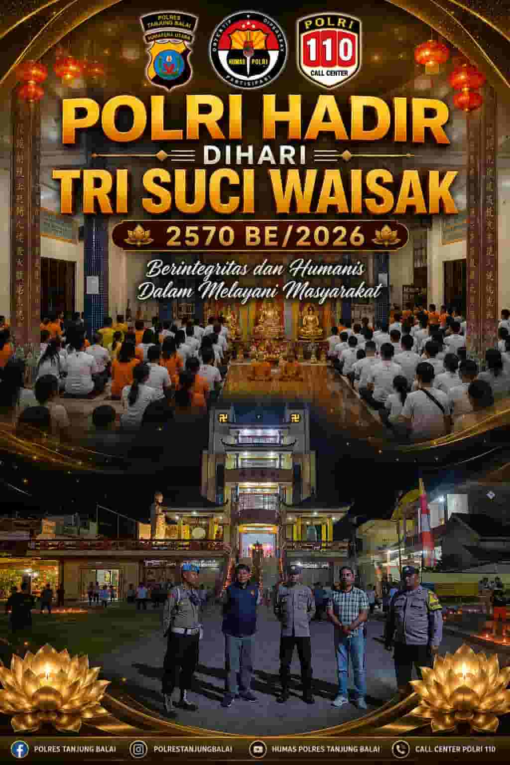 Polres Tanjung Balai Sukses Amankan Perayaan Waisak di Vihara Tri Ratna
