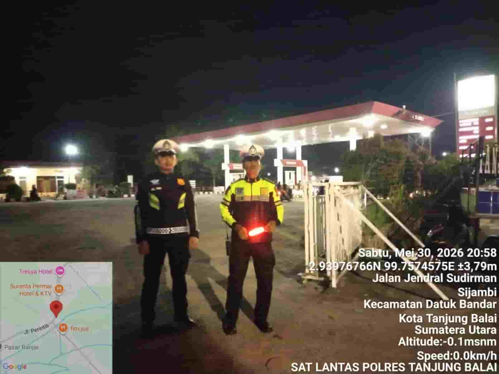 Antisipasi Kelangkaan BBM, Sat Lantas Polres Tanjung Balai Patroli di Sejumlah SPBU