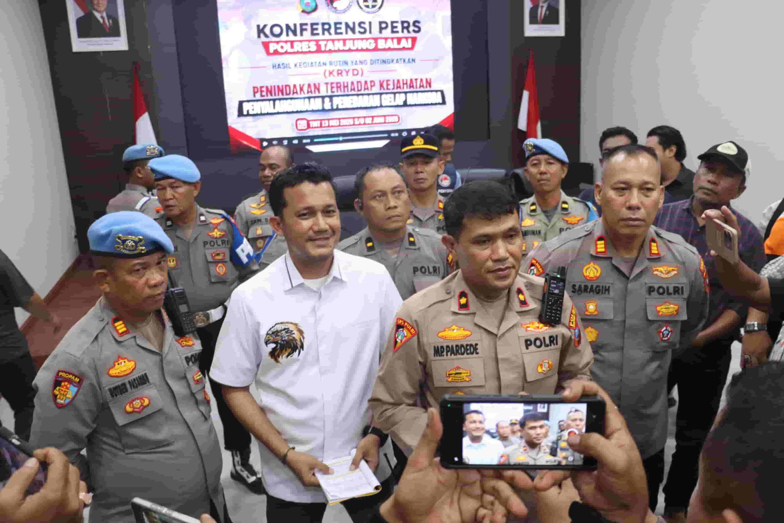 Polres Tanjung Balai Gelar Konferensi Pers Tangkapan Narkoba Hasil KRYD