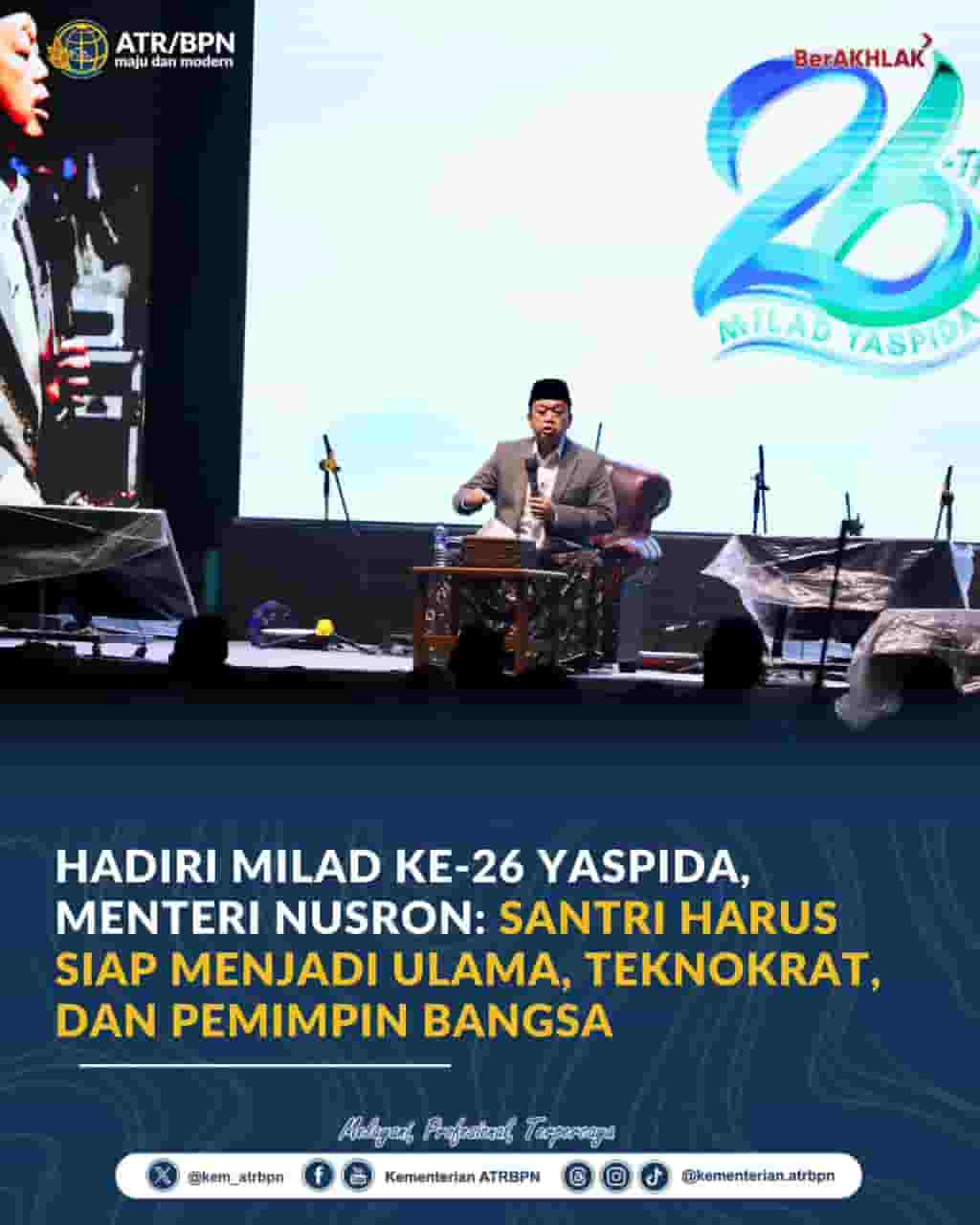 Menteri Nusron: Santri Harus Siap Menjadi Ulama, Teknokrat, dan Pemimpin Bangsa